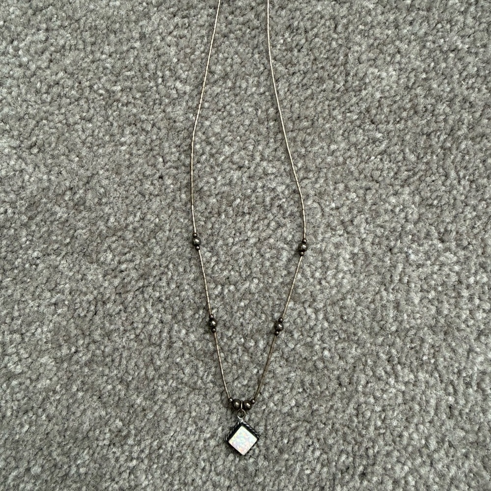Elegant Silver Necklace with Opal Pendant